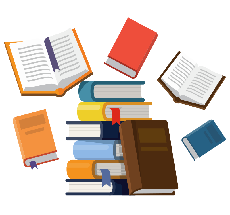 A pile of books.